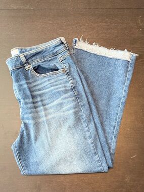 Time & Tru Classic High-Rise Women's Jeans Size 18 Crop Distressed hem